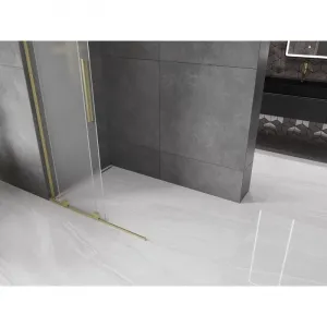 MEXEN/S - Velar L Sprchová zástena posuvná Walk-in 100 x 200, dekor 8 mm, zlato kefovaná 871-100-003-33-55