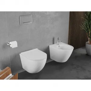 MEXEN/S - Lena Závesná WC misa Rimless Tornado vrátane sedátka s slow slim, duroplast, biela lesk 30220500T