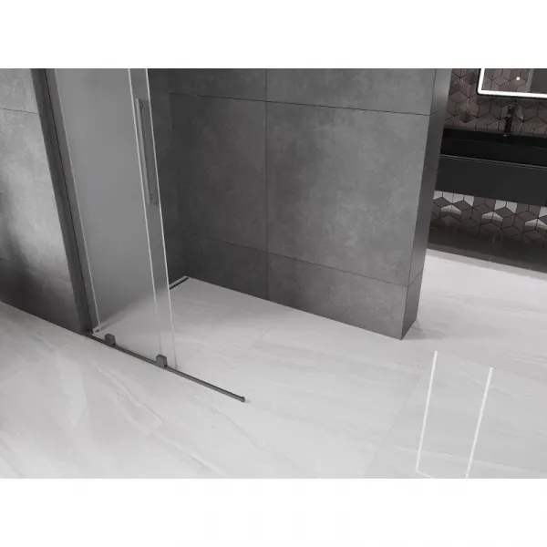 MEXEN/S - Velar L Sprchová zástena posuvná Walk-in 100 x 200, dekor 8 mm, grafit metal 871-100-003-33-95