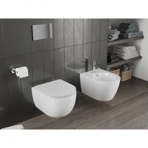 MEXEN/S - Carmen Závesná WC misa Rimless Tornado vrátane sedátka s slow slim, duroplast, biela lesk 30880300T