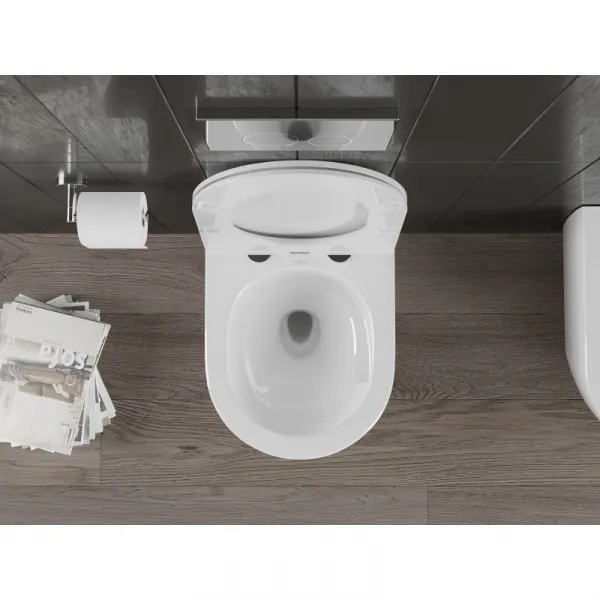 MEXEN/S - Carmen Závesná WC misa Rimless Tornado vrátane sedátka s slow slim, duroplast, biela lesk 30880300T
