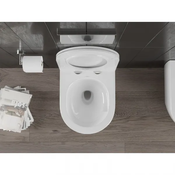 MEXEN/S - Carmen Závesná WC misa Rimless Tornado vrátane sedátka s slow slim, duroplast, biela lesk 30880500T