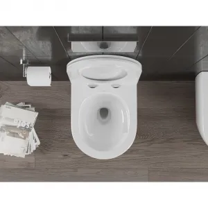 MEXEN/S - Carmen Závesná WC misa Rimless Tornado vrátane sedátka s slow slim, duroplast, biela lesk 30880500T