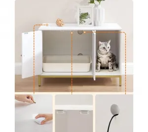 SONGMICS Mačacia toaleta Glenda 80 cm biela/zlatá