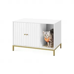 SONGMICS Mačacia toaleta Glenda 80 cm biela/zlatá