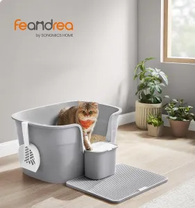 SONGMICS Mačacia toaleta Sofis 64 cm sivá