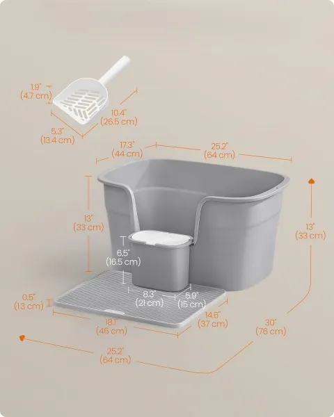 SONGMICS Mačacia toaleta Sofis 64 cm sivá