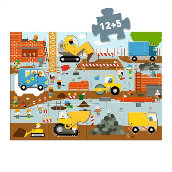 Puzzle - Stavenisko s pohyblivými vozidlami