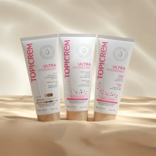 Topicrem UH BODY Ultra-Moisturizing Pearly Body telové mlieko na citlivú pokožku s perleťovým leskom 200 ml