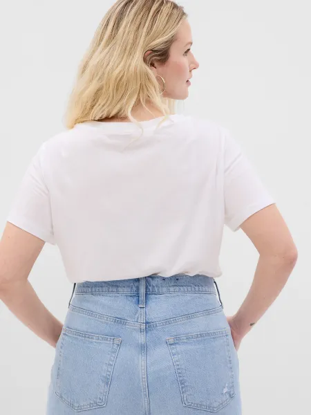 GAP Tričko organic vintage v-neck Biela