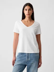 GAP Tričko organic vintage v-neck Biela