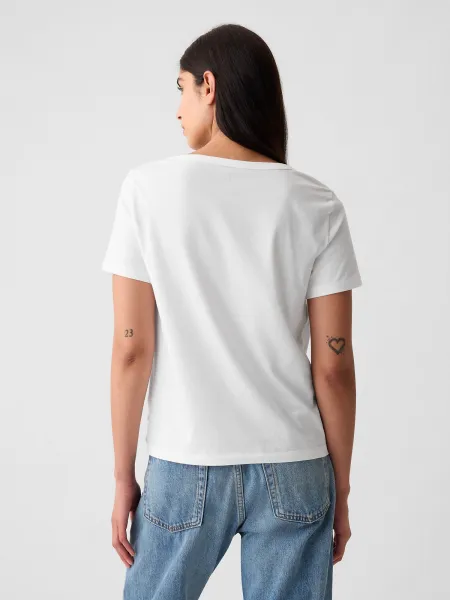 GAP Tričko organic vintage v-neck Biela