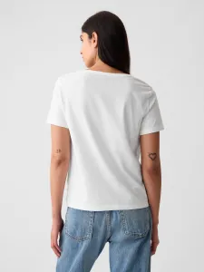 GAP Tričko organic vintage v-neck Biela