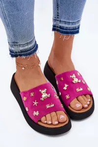 Dámske Zamszové Papuče S Pripínkami Fuchsie Vinceza 66741