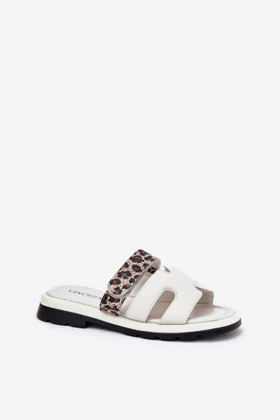 Dámske Kožené Sandále S Velcro Leopard Vinceza