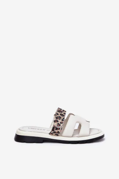 Dámske Kožené Sandále S Velcro Leopard Vinceza