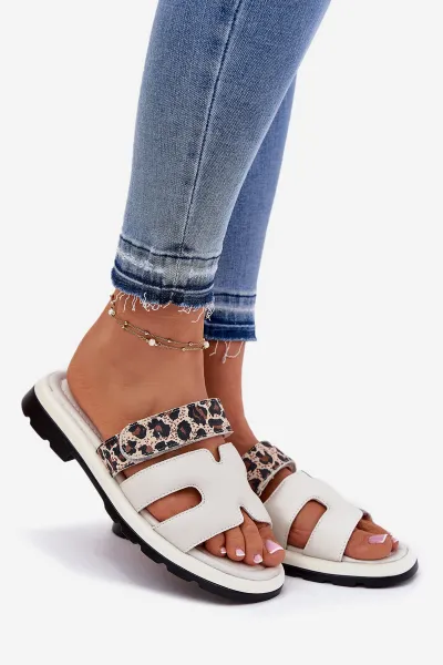Dámske Kožené Sandále S Velcro Leopard Vinceza
