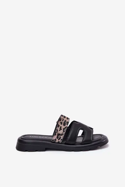 Kožené Dámske Sandále S Pásikom Leopard Vinceza