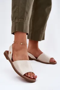 EVENTO Dámske sandále na plochom podpätku eko koža béžové Dereka