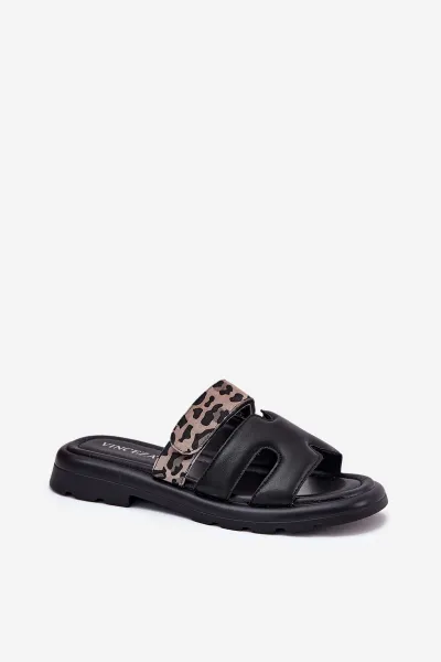 Kožené Dámske Sandále S Pásikom Leopard Vinceza