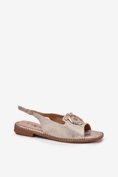 S. BARSKI Elegantné Sandále S Dekoráciou Na Plochosť Veľký S.Barski