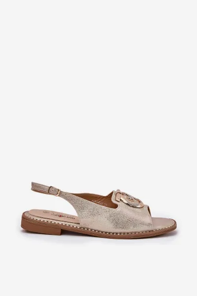 S. BARSKI Elegantné Sandále S Dekoráciou Na Plochosť Veľký S.Barski