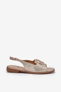 S. BARSKI Elegantné Sandále S Dekoráciou Na Plochosť Veľký S.Barski