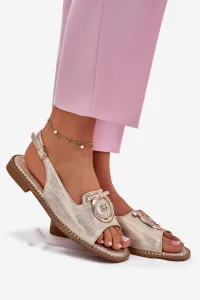 S. BARSKI Elegantné Sandále S Dekoráciou Na Plochosť Veľký S.Barski