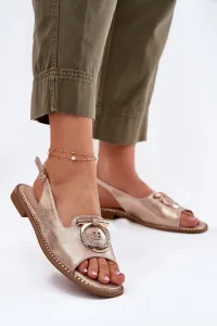 S. BARSKI Elegantné Sandále S Dekoráciou Na Plochéj Päte S.Barski