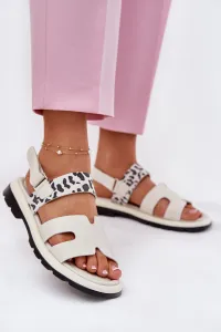 Dámske Kožené Sandále Na Plochosť Pata Leopard Vinceza