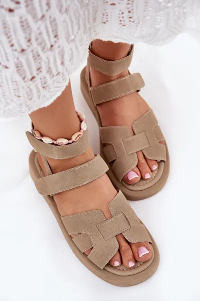 Boto Dámske Sandále S Velcro Khaki Uvissa