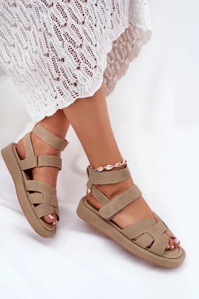 Boto Dámske Sandále S Velcro Khaki Uvissa
