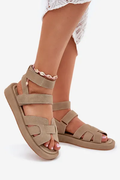 Boto Dámske Sandále S Velcro Khaki Uvissa