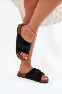 Boto Dámske Sandále S Velcro Na Korkovej Platforme Čierne Baylin