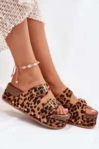Boto Dámske sandále s prackami na masívnej platforme leopard Odisene