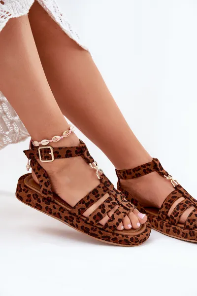 Boto Dámske sandále na platforme so zlatým detailom leopard Kartia