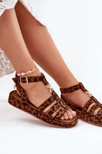 Boto Dámske sandále na platforme so zlatým detailom leopard Kartia