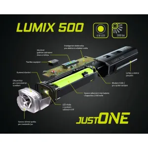 One LUMIX 500 Predné svetlo na bicykel, čierna, veľkosť
