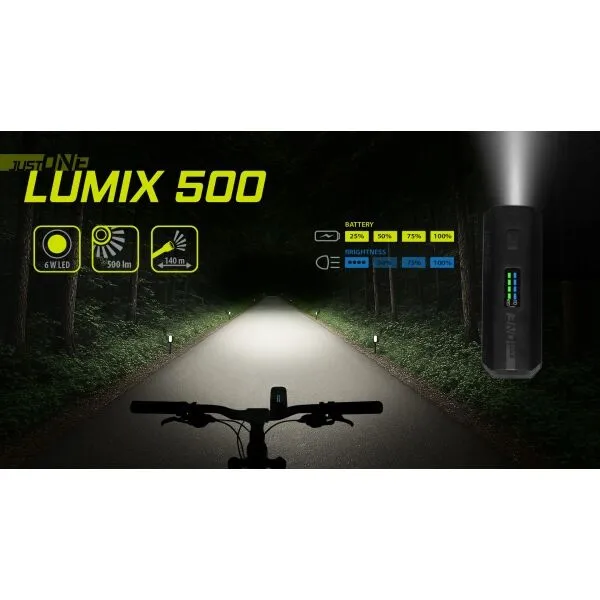 One LUMIX 500 Predné svetlo na bicykel, čierna, veľkosť