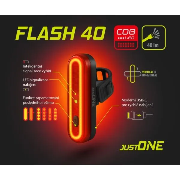 One FLASH 40 Zadné svetlo na bicykel, čierna, veľkosť