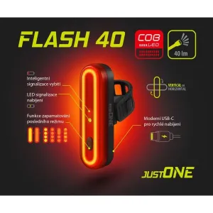 One FLASH 40 Zadné svetlo na bicykel, čierna, veľkosť