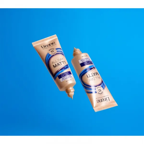 Lirene ALL DAY MATT! zmatňujúci fluidný make-up pre dlhotrvajúci efekt odtieň 12 Natural 30 ml