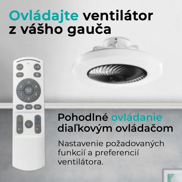 Noaton 12050B Triton, čierna, stropný ventilátor so svetlom