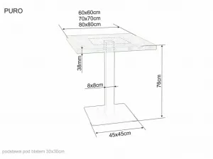 Čierny jedálenský stôl s doskou v dekore dub PURO 70x70