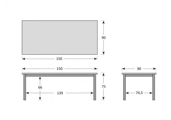 Stôl CONCEPT s teakovou doskou 150 x 90 x 75 cm DP266CO111732