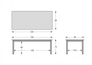 Stôl CONCEPT s teakovou doskou 150 x 90 x 75 cm DP266CO111732