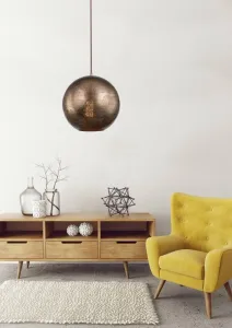 Závesná stropná lampa Sphinx guľa E27 prelamovaná svetlohnedá