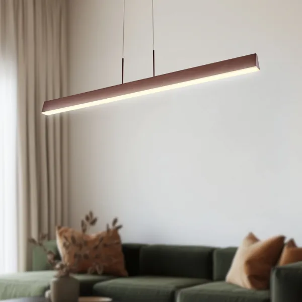 Závesná lampa hnedá LED páska 100x8cm Kokos