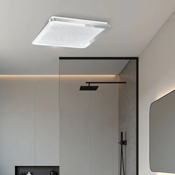 Minimalistická stropná lampa do kúpeľne NEXIT - strieborný chróm 30 cm - stropná lampa so stmievaním LED 3000K 18W IP44