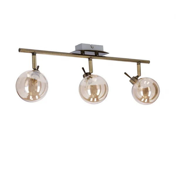Stropná lampa Lentini patinovaná páska 3x40W g9 jantárové tienidlo